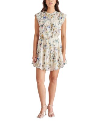 Steve Madden - Women's Faith Floral-Print Elastic-Waist Tiered Dress