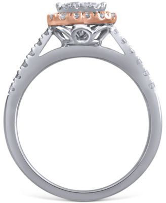 Diamond Heart Cluster Ring (1/2 ct. t.w.) in 14k Rose & White Gold