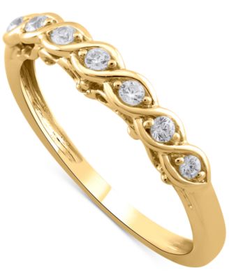 Macy's - Diamond Seven Stone Swirl Band (1/8 ct. t.w.) in 14k Gold