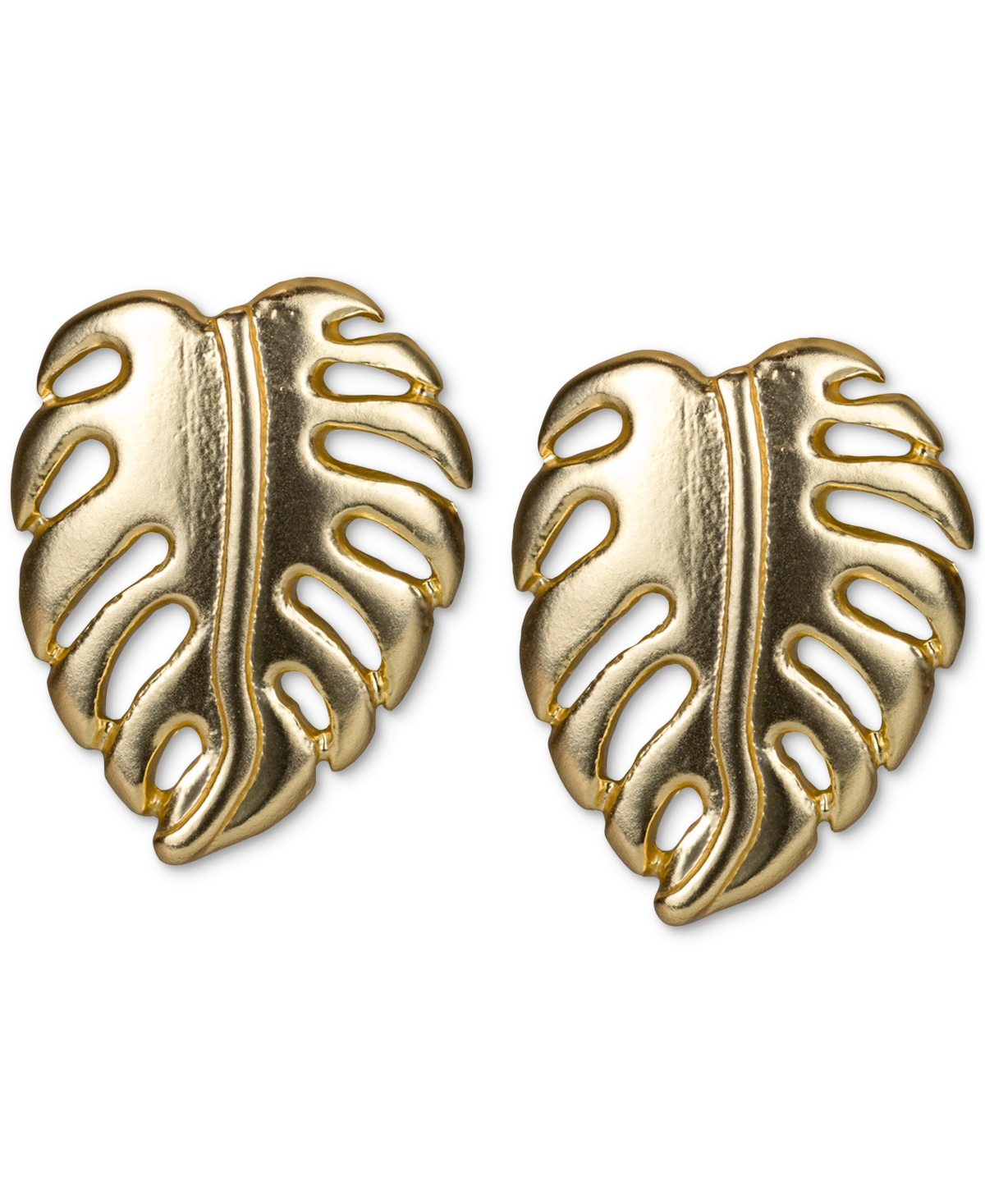 Gold-Tone Palm Leaf Button Earrings - Egyptian G