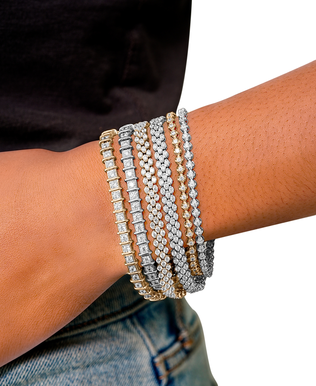 Diamond Three-Row Bracelet (4 ct. t.w.) in 14k White or Yellow Gold