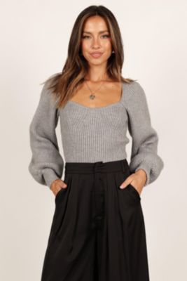 Gia Sweetheart Neck Bell Sleeve Knit Sweater