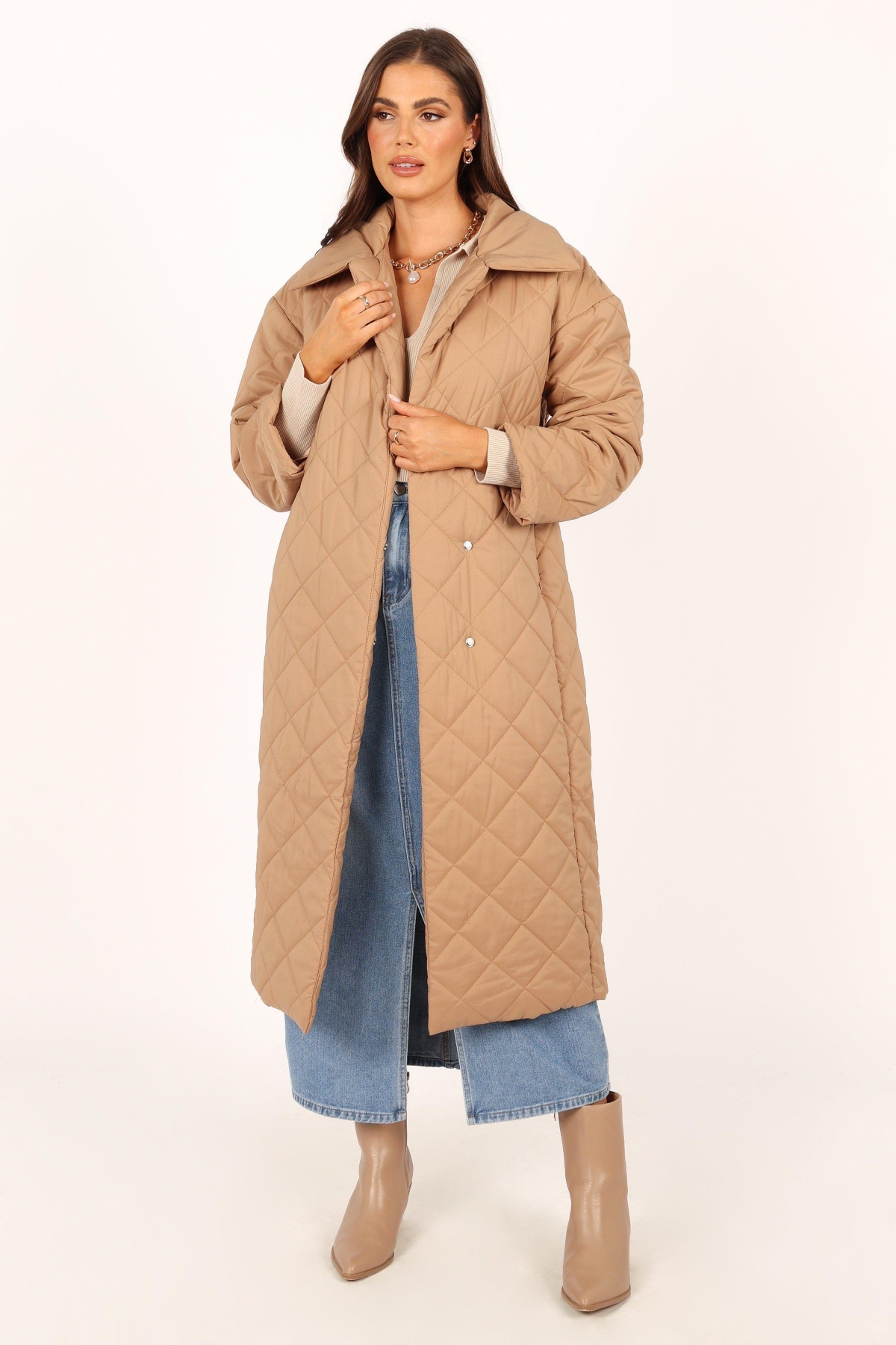 Petal and Pup Womens Kallie Quilted Tie Front Coat