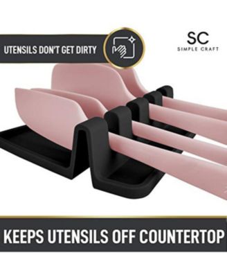 Silicone Utensil Rest with Drip Pad for Multiple Utensils
