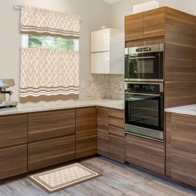 Chevron Sunflower Complete Cottage Kitchen Curtain Tier & Valance Set