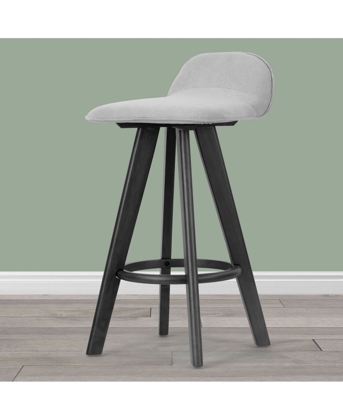 Glamour Home 25.98" Asta Rubberwood, Fabric Counter Height Stool, Set Of 2 In Grey