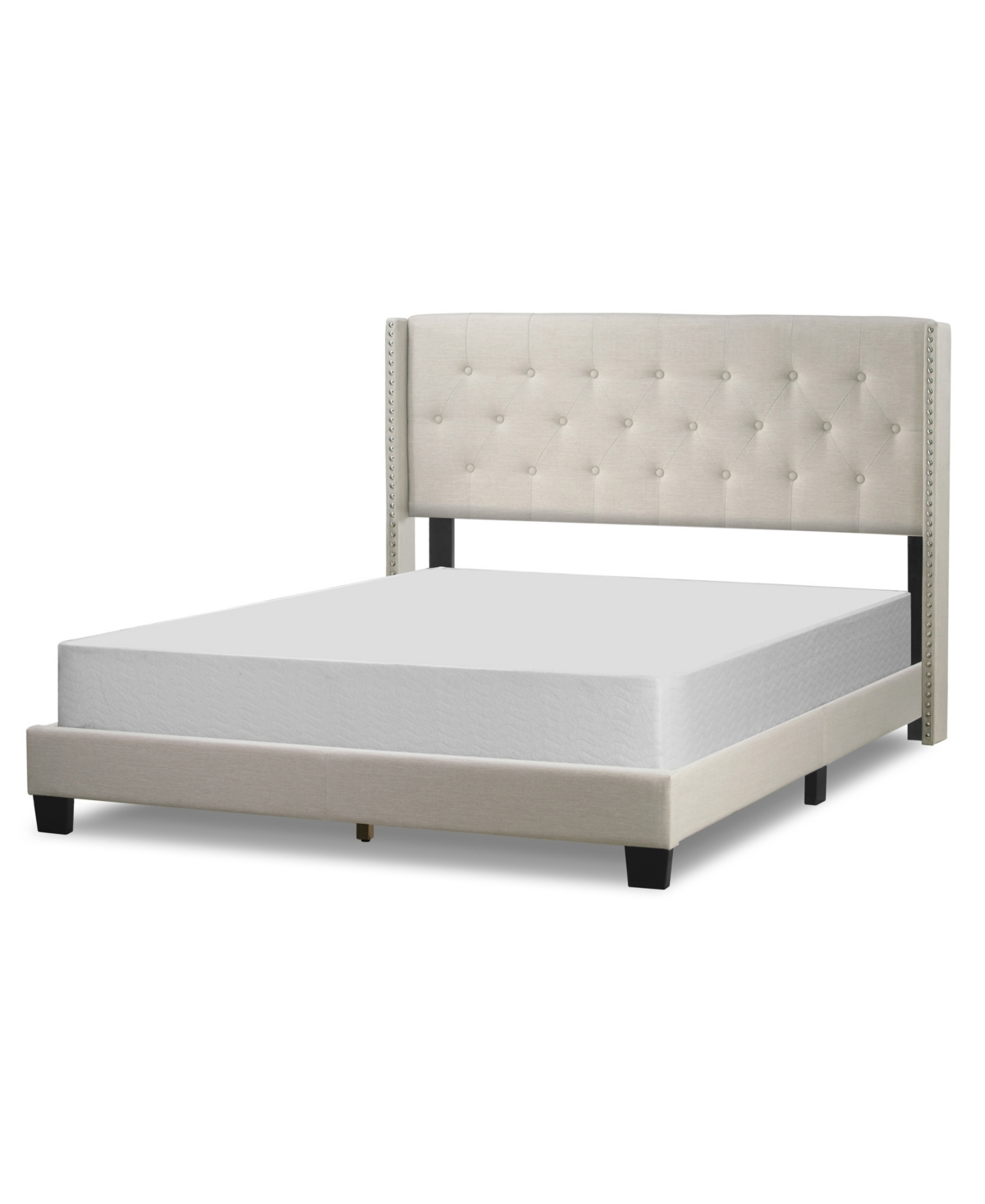 Shop Glamour Home 46.5" Arty Polyester, Rubberwood King Bed In Beige