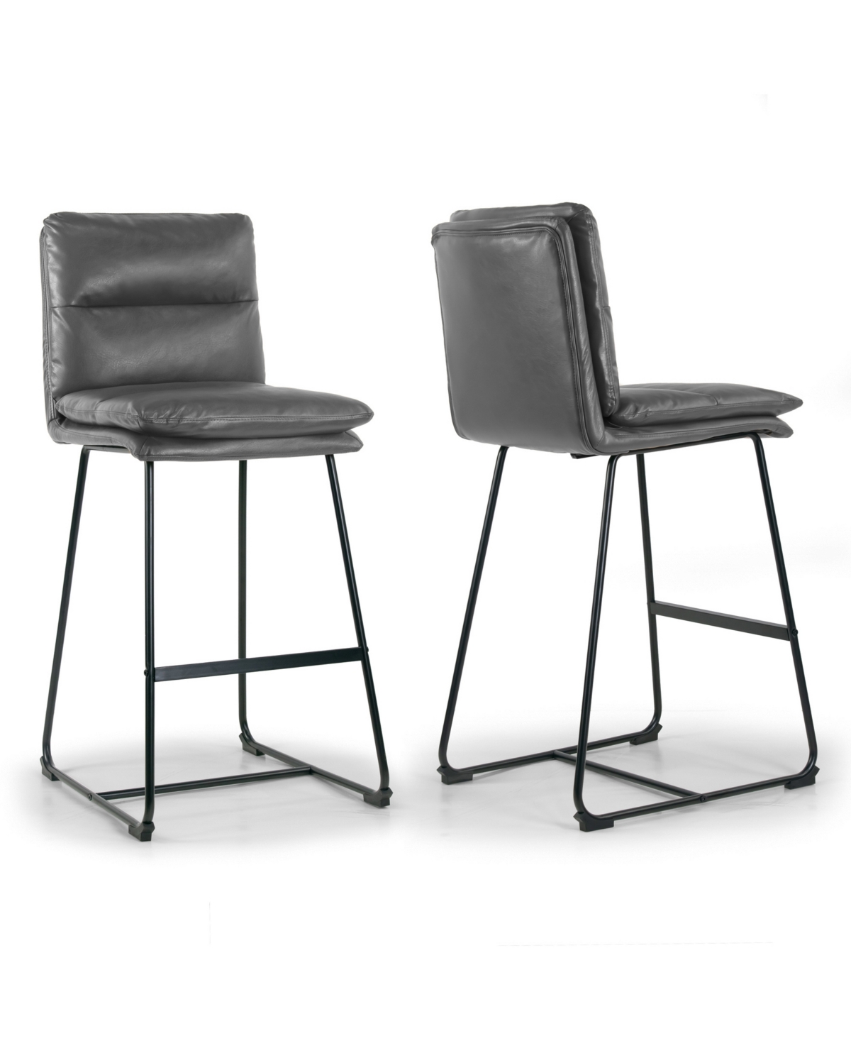 Shop Glamour Home 30" Aulani Iron, Polyester Barstool, Set Of 2 In Grey