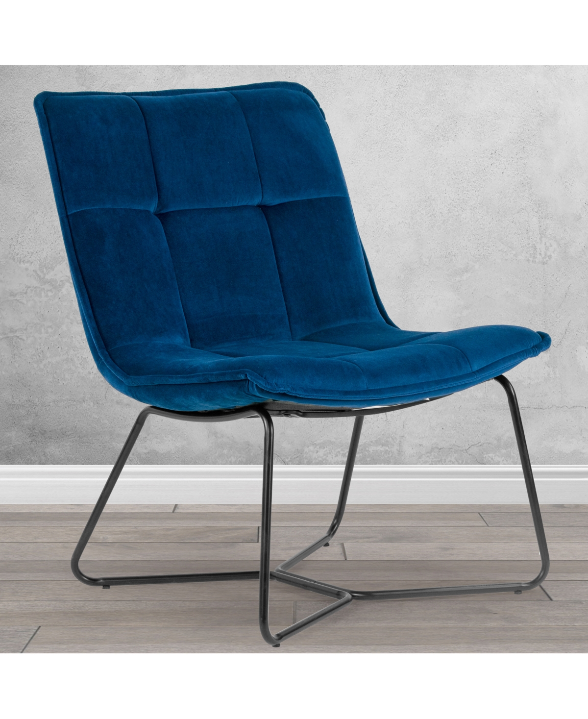 Glamour Home Aurele 26.5" Velvet Fabric Metal Accent Chair In Blue