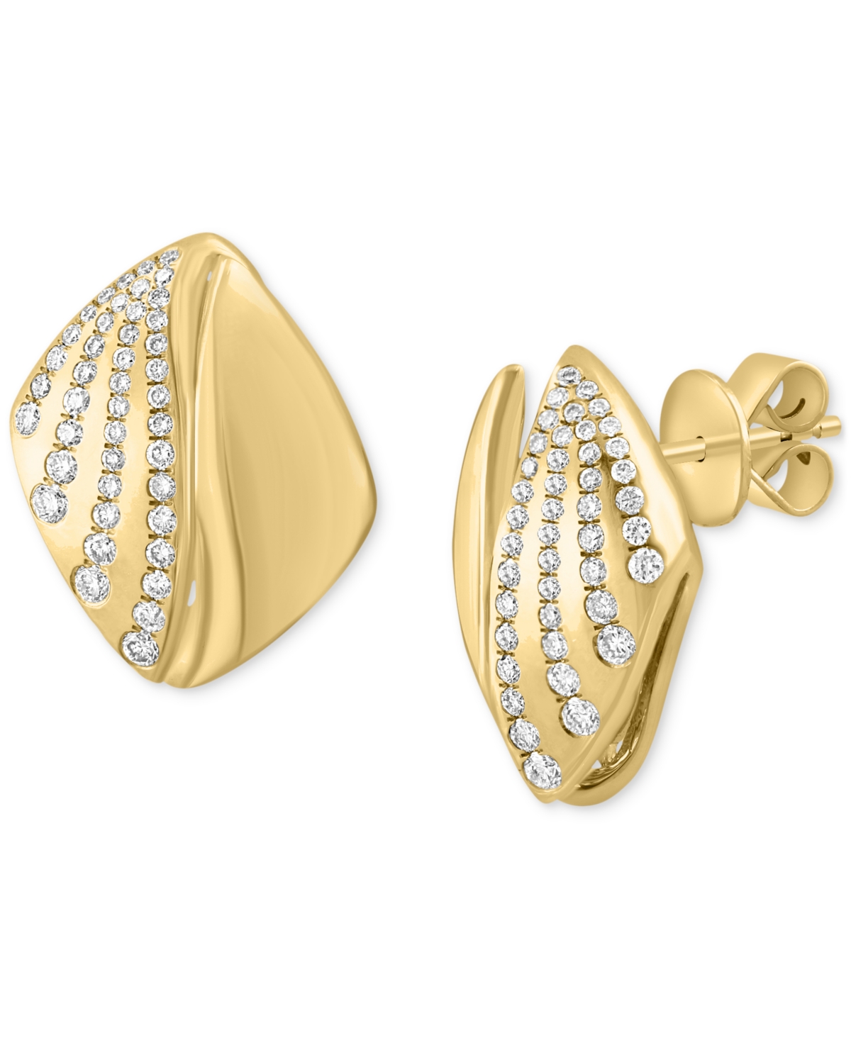EFFY COLLECTION EFFY DIAMOND FAN DESIGN SQUARE STUD EARRINGS (1/2 CT. T.W.) IN 14K GOLD 