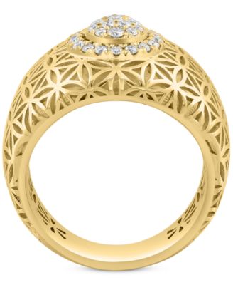 EFFY&reg; Diamond Teardrop Cluster Floral Lattice Statement Ring (1/3 ct. t.w.) in 14k Gold