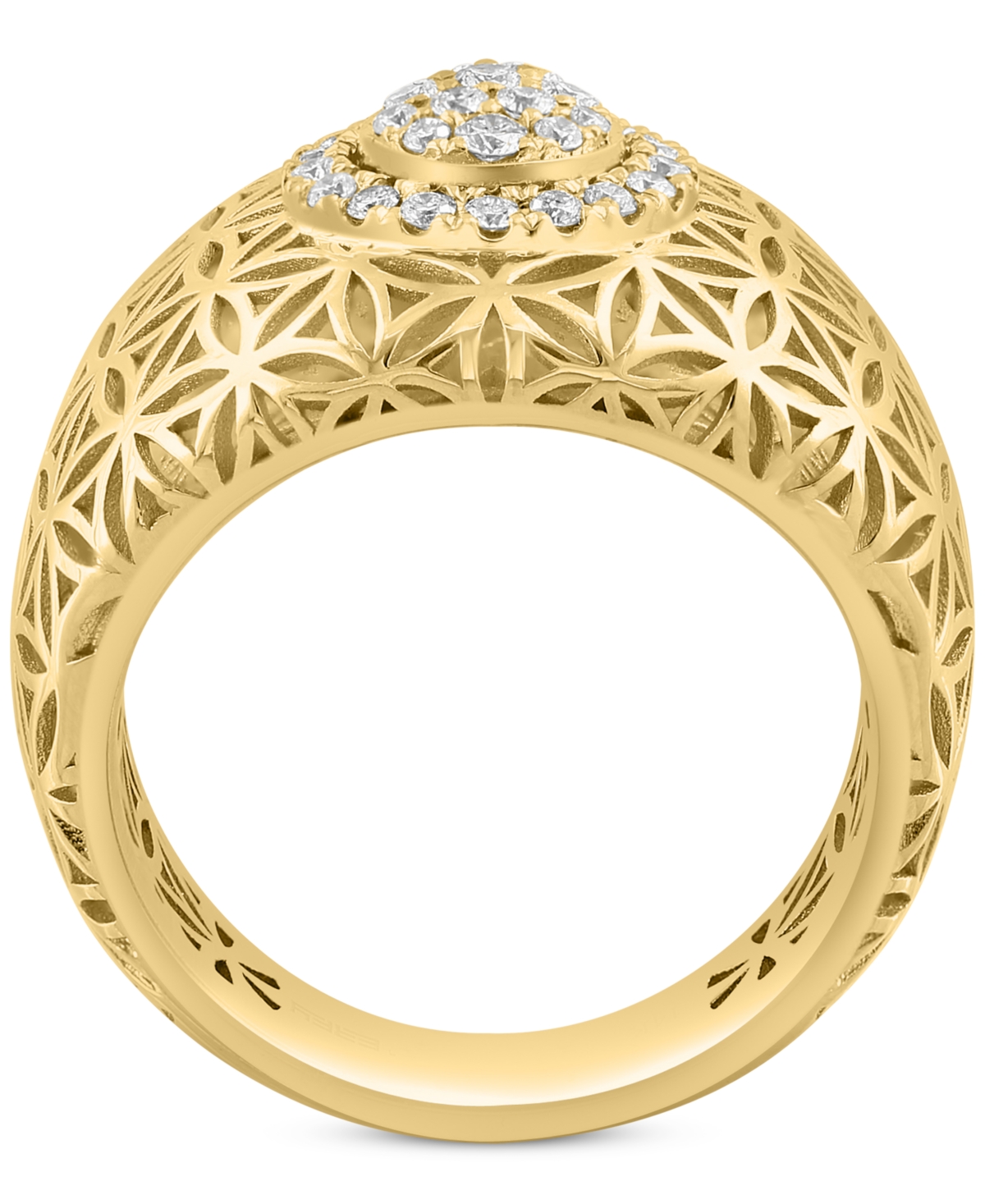 Effy Collection Effy Diamond Teardrop Cluster Floral Lattice Statement Ring (1/3 Ct. T.w.) In 14k Gold In Yellow Gol