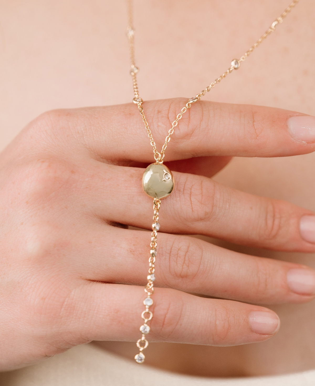Ettika Polished Pebble Crystal Chain Lariat In Gold | ModeSens