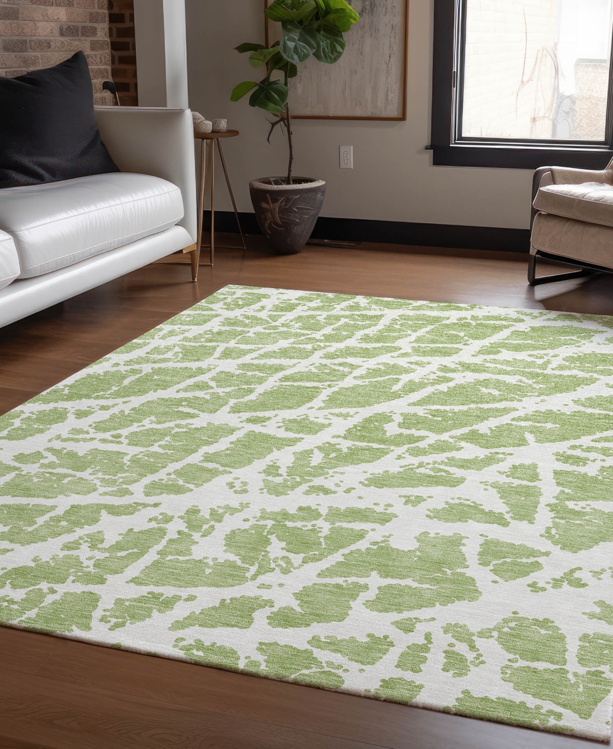 Addison Chantille Machine Washable Acn501 9'x12' Area Rug In Lime