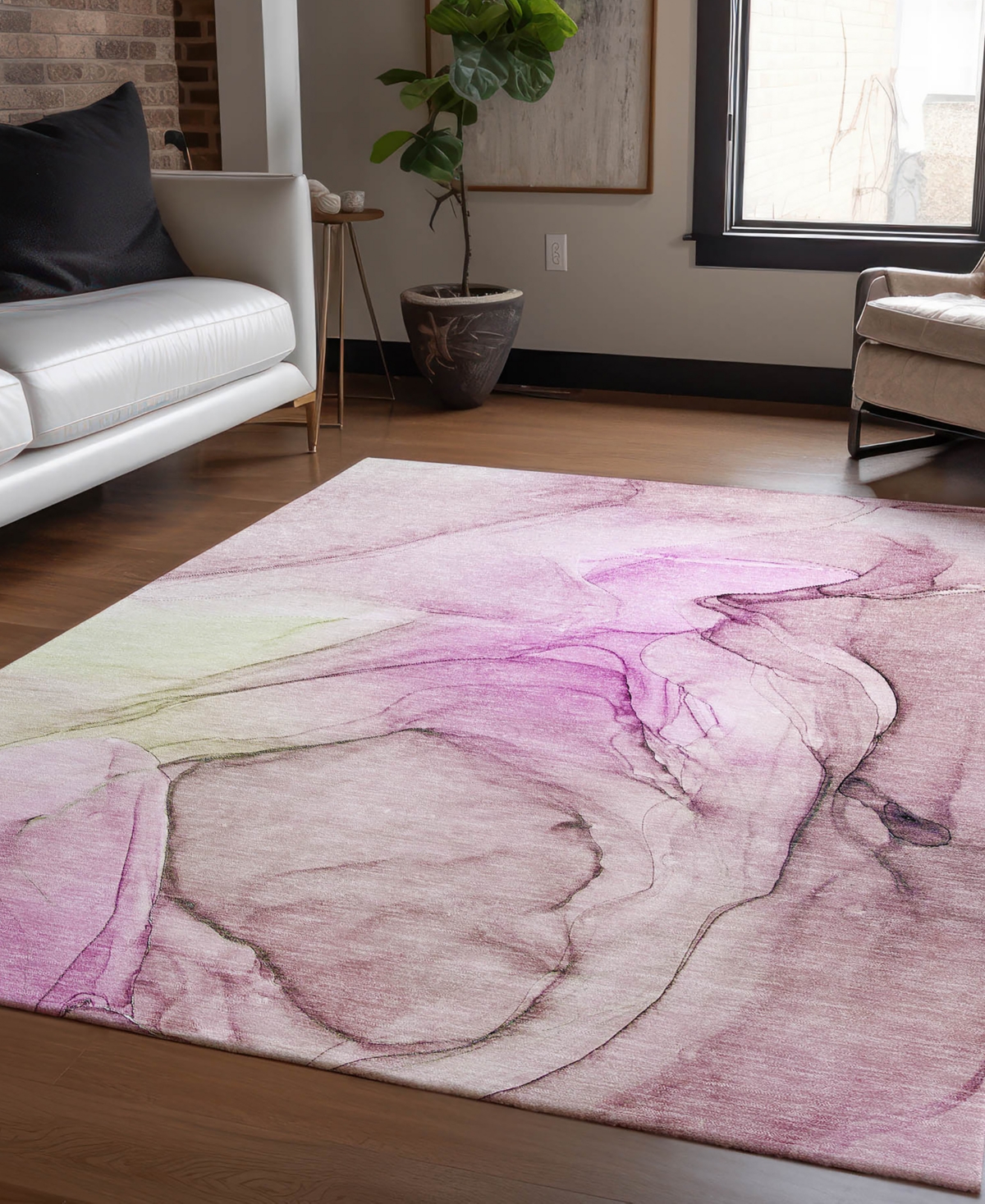 Addison Chantille Machine Washable Acn502 5'x7'6 Area Rug In Pink