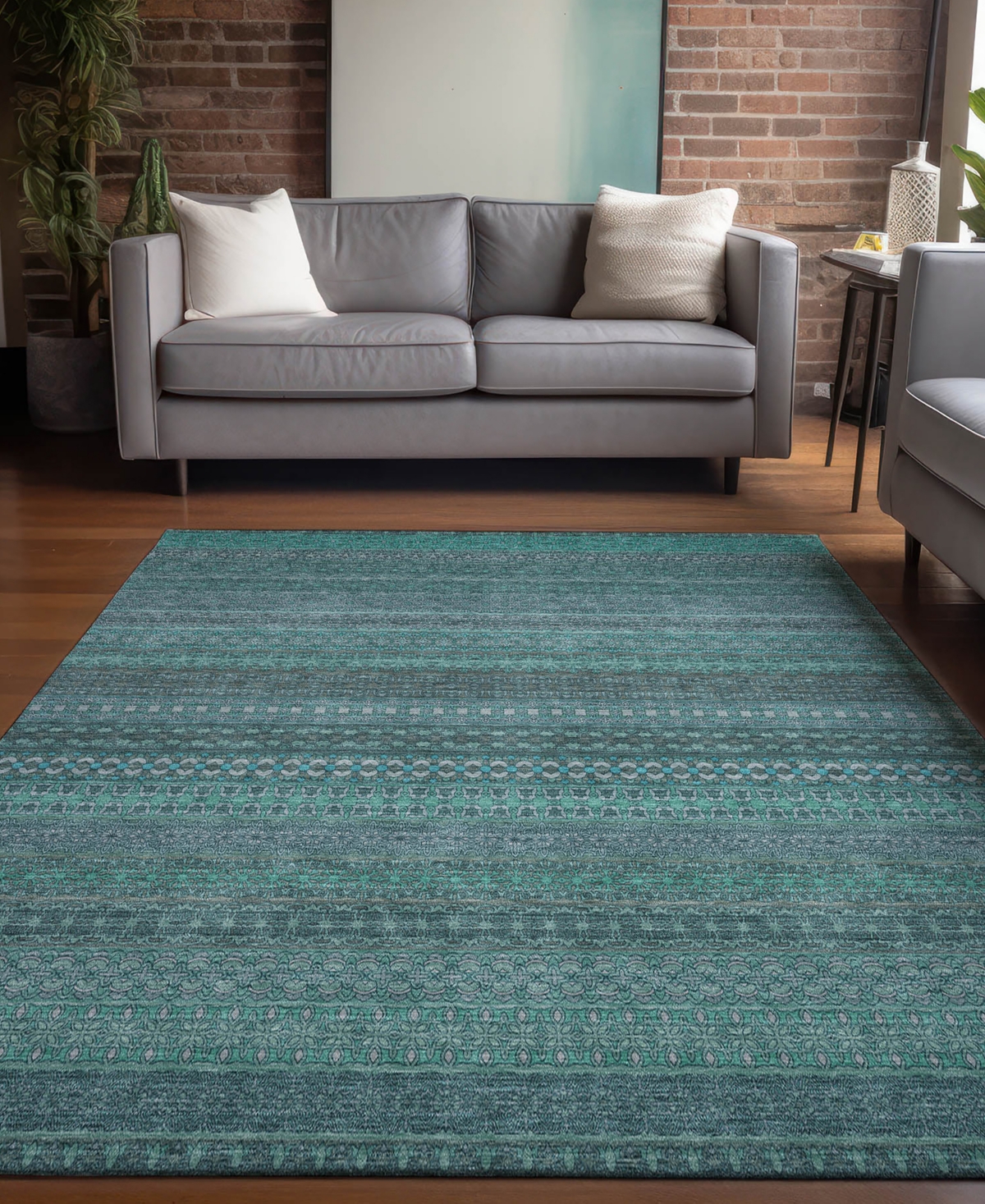 Addison Chantille Machine Washable Acn527 8'x10' Area Rug In Turquoise