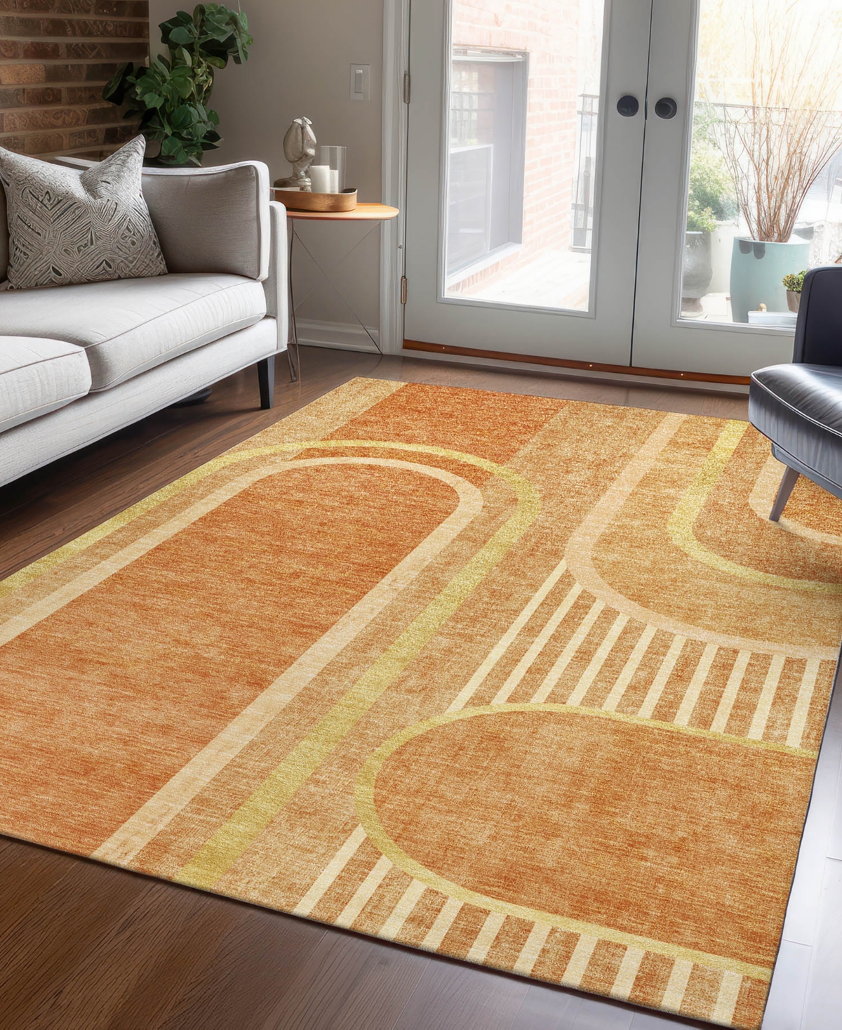 Addison Chantille Machine Washable Acn532 2'6x3'10 Area Rug In Terracotta