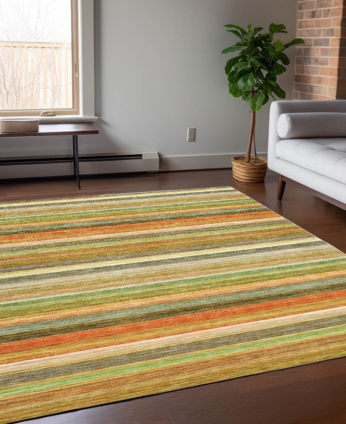 Addison Chantille Machine Washable Acn535 5'x7'6 Area Rug In Lime