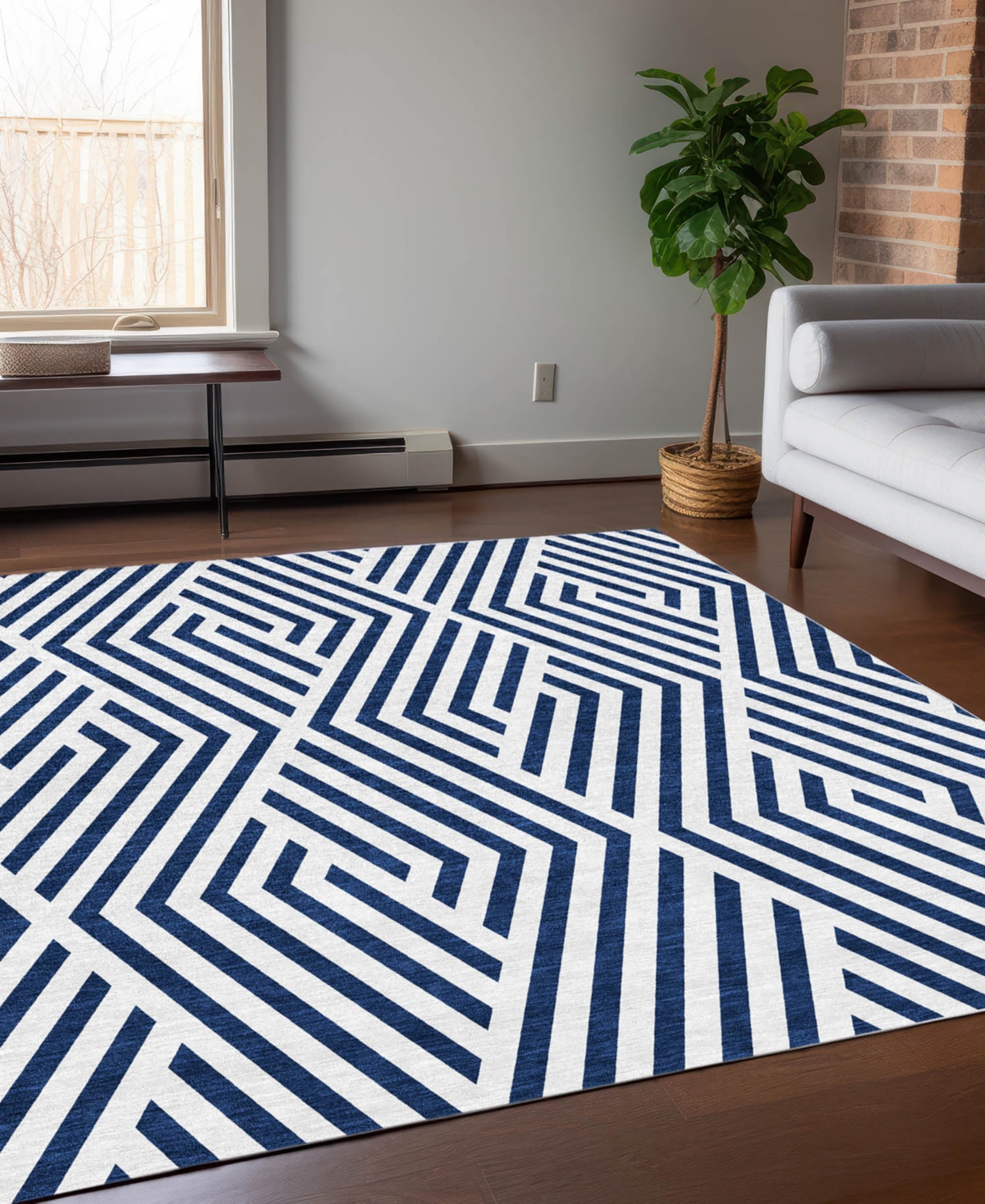 Addison Chantille Machine Washable Acn550 5'x7'6 Area Rug In Navy