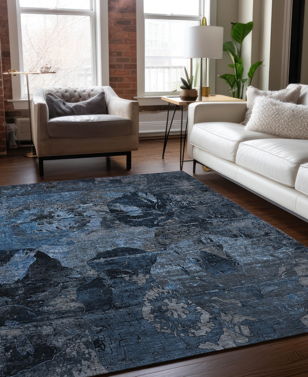 Shop Addison Chantille Machine Washable Acn555 3'x5' Area Rug In Denim