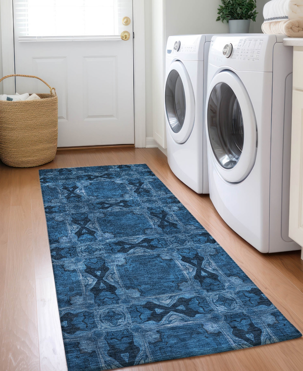Addison Chantille Machine Washable Acn564 2'3x7'6 Runner Area Rug In Navy