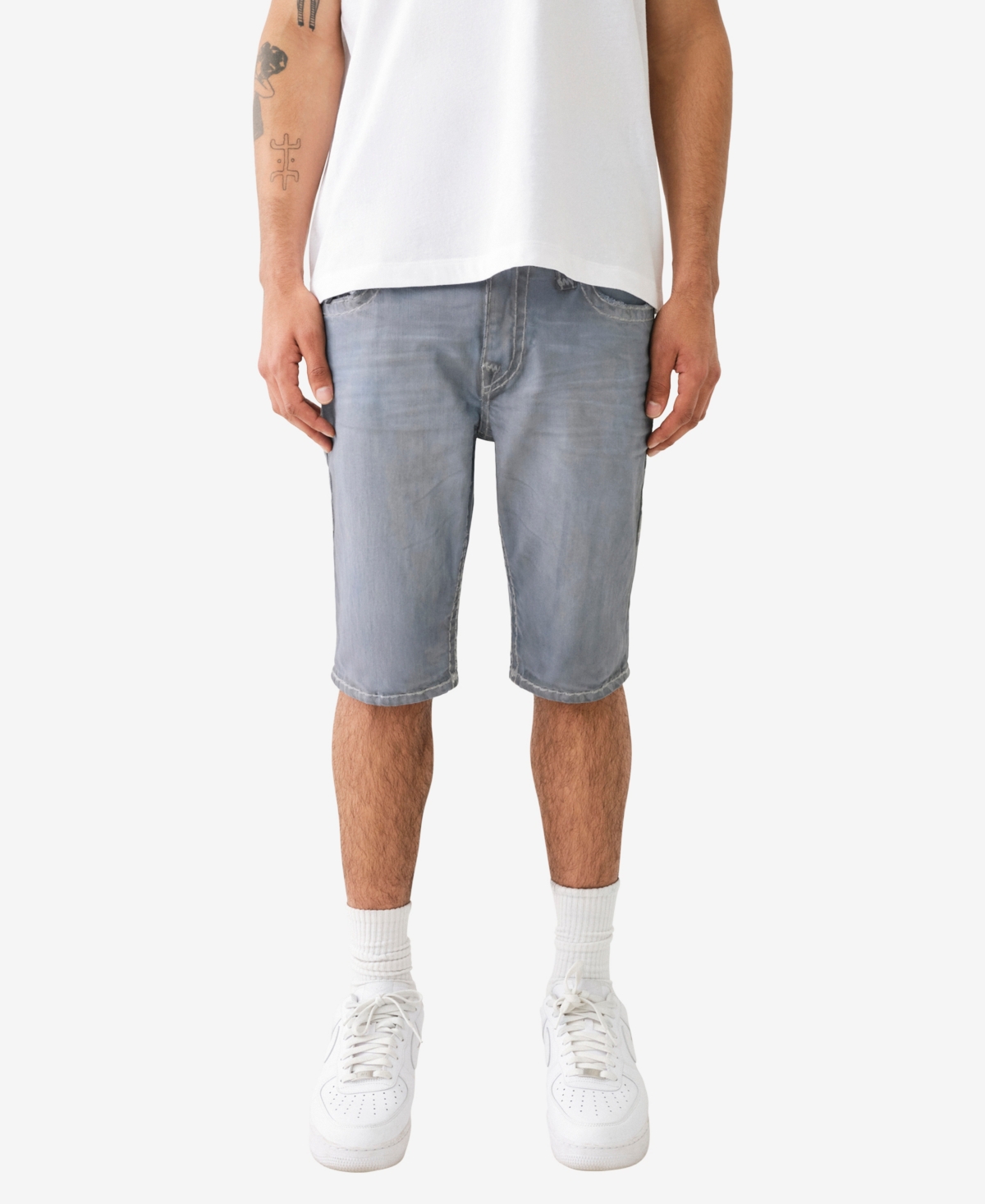 Shop True Religion Men's Rocco Flap Super T Skinny Shorts In Grey