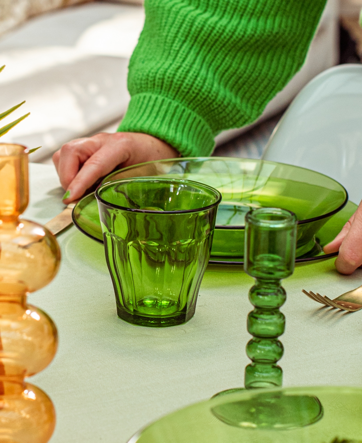 Duralex Set Of 6 Picardie Tumblers In Green