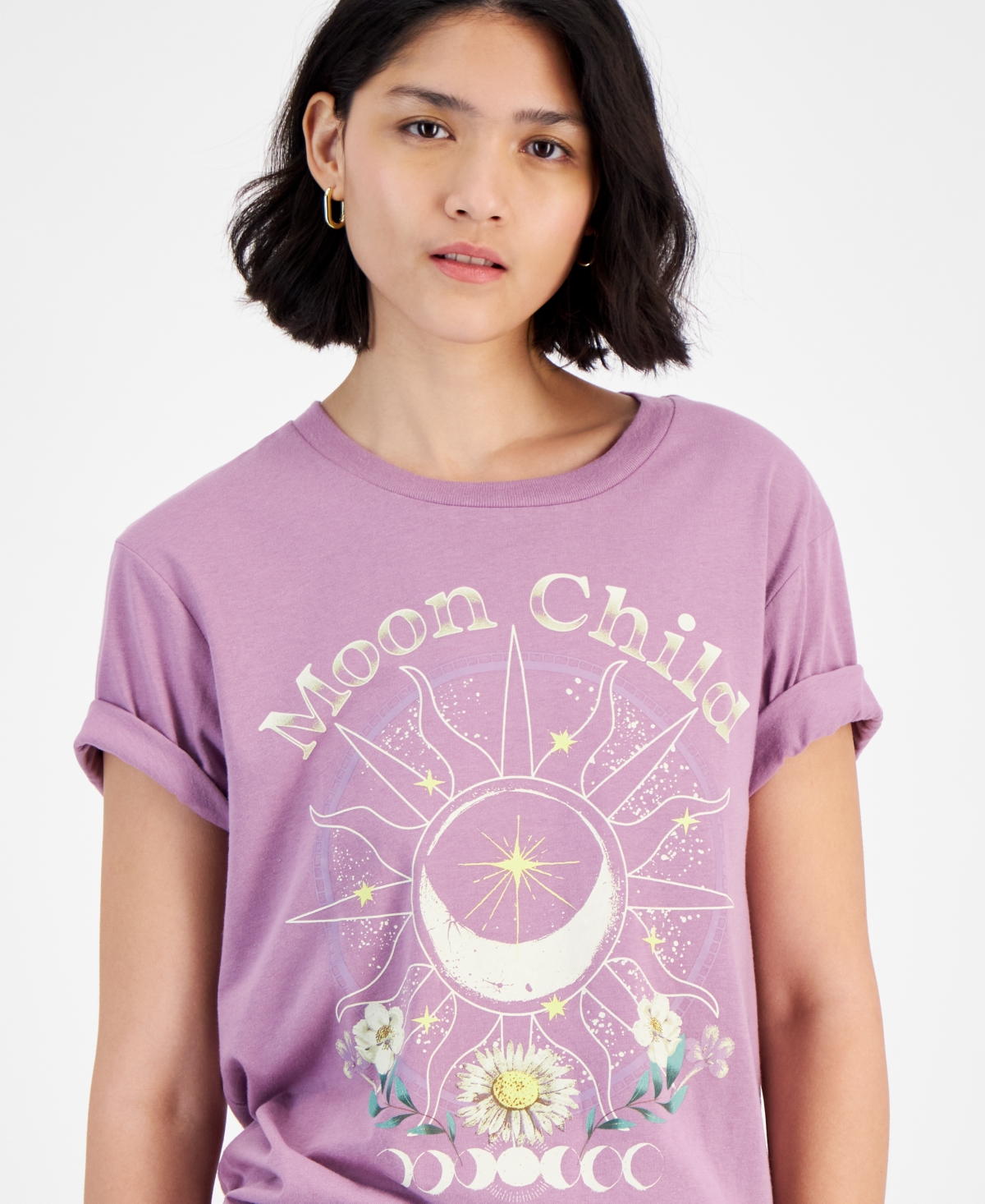 Love Tribe Juniors' Moon Child Cotton Crewneck T-Shirt