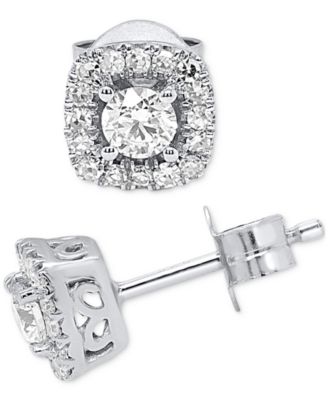 Lab-Created Diamond Halo Stud Earrings (1/2 ct. t.w.) in Sterling Silver or 14K Gold-Plated Sterling Silver