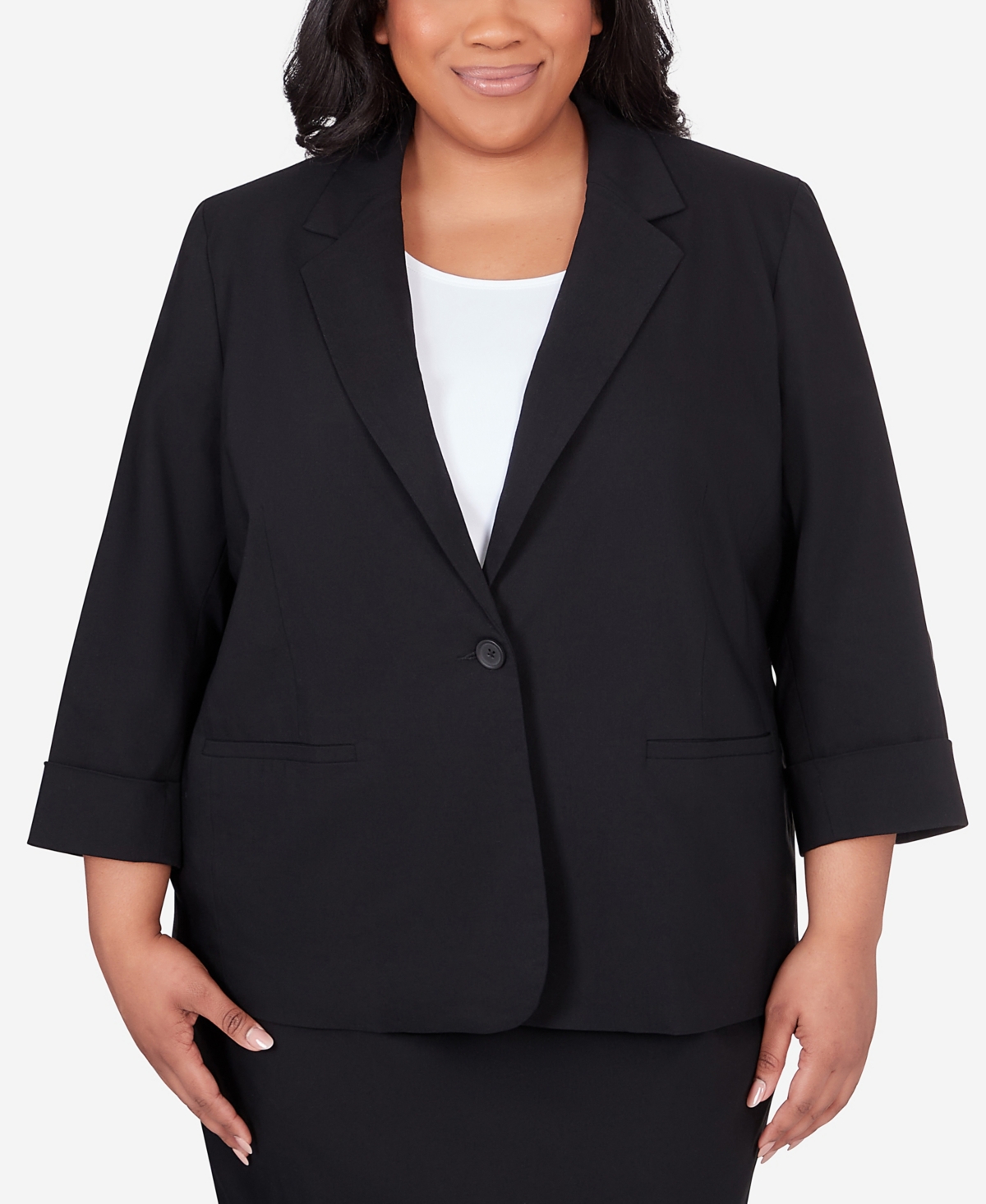 Alfred Dunner Plus Size Classic Fit Jacket In Black