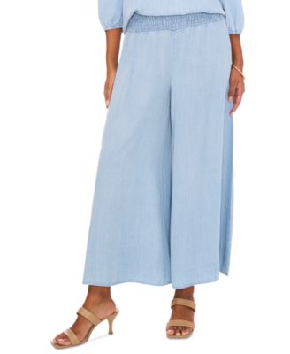 Sam & Jess Petite Pilazzo Smocked-Waist Wide-Leg Pants - Macy's
