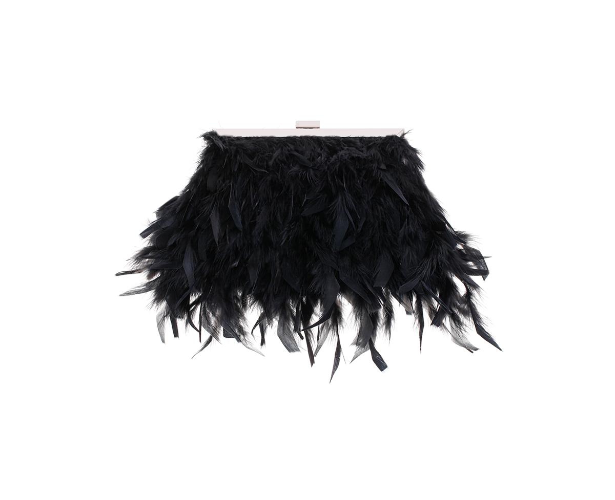 All over feather frame clutch - White