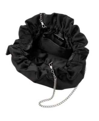 Satin Gathered Crossbody Pouch Bag