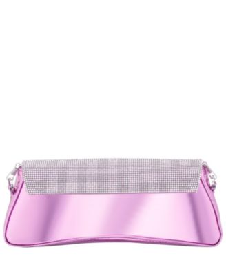 Crystal Flap Mirror Metallic Patent Clutch Bag