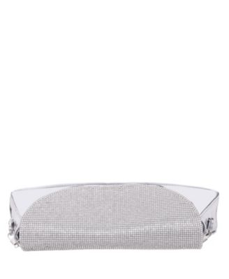 Crystal Flap Mirror Metallic Patent Clutch Bag