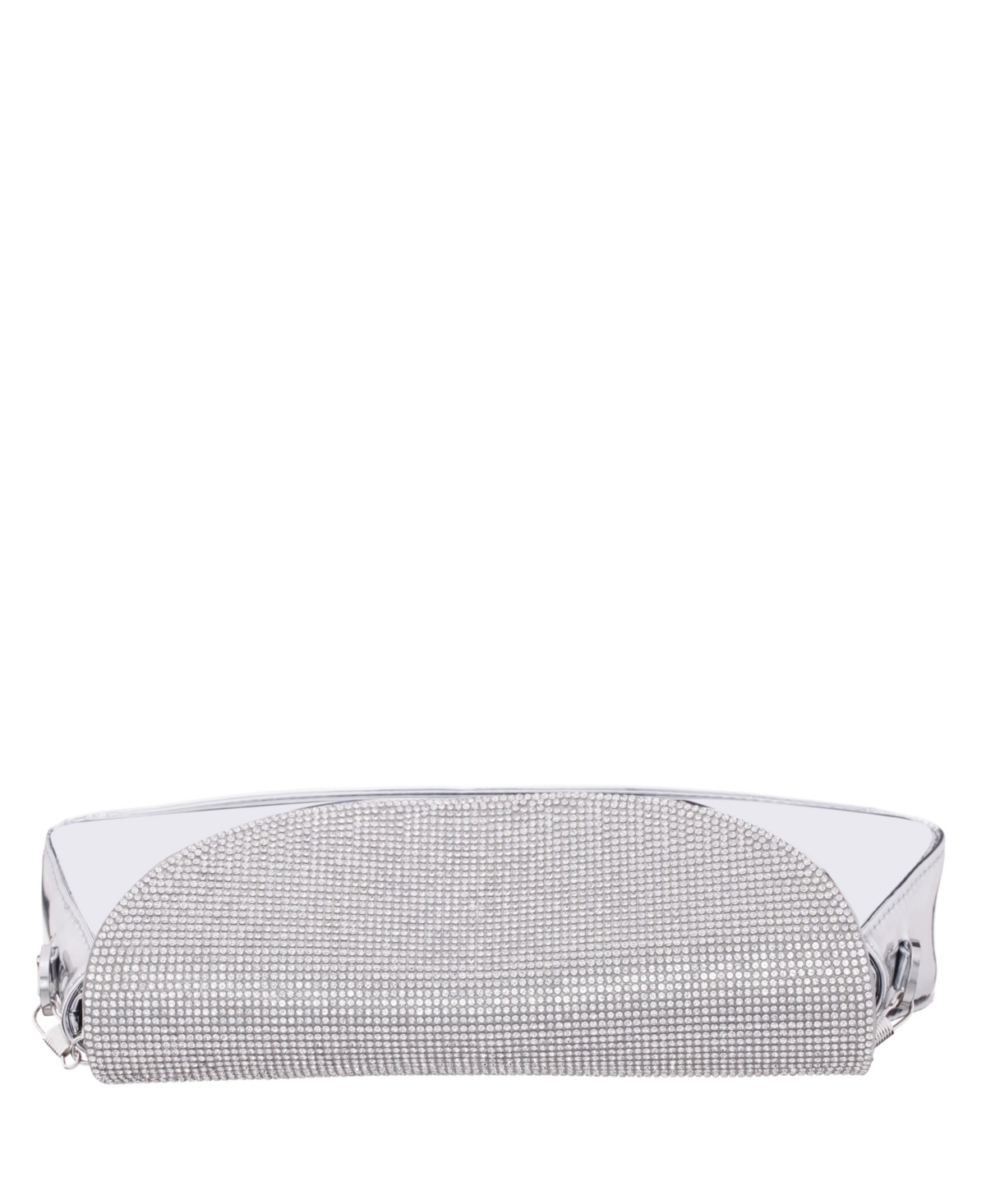 Shop Nina Crystal Flap Mirror Metallic Patent Clutch Bag In Silver