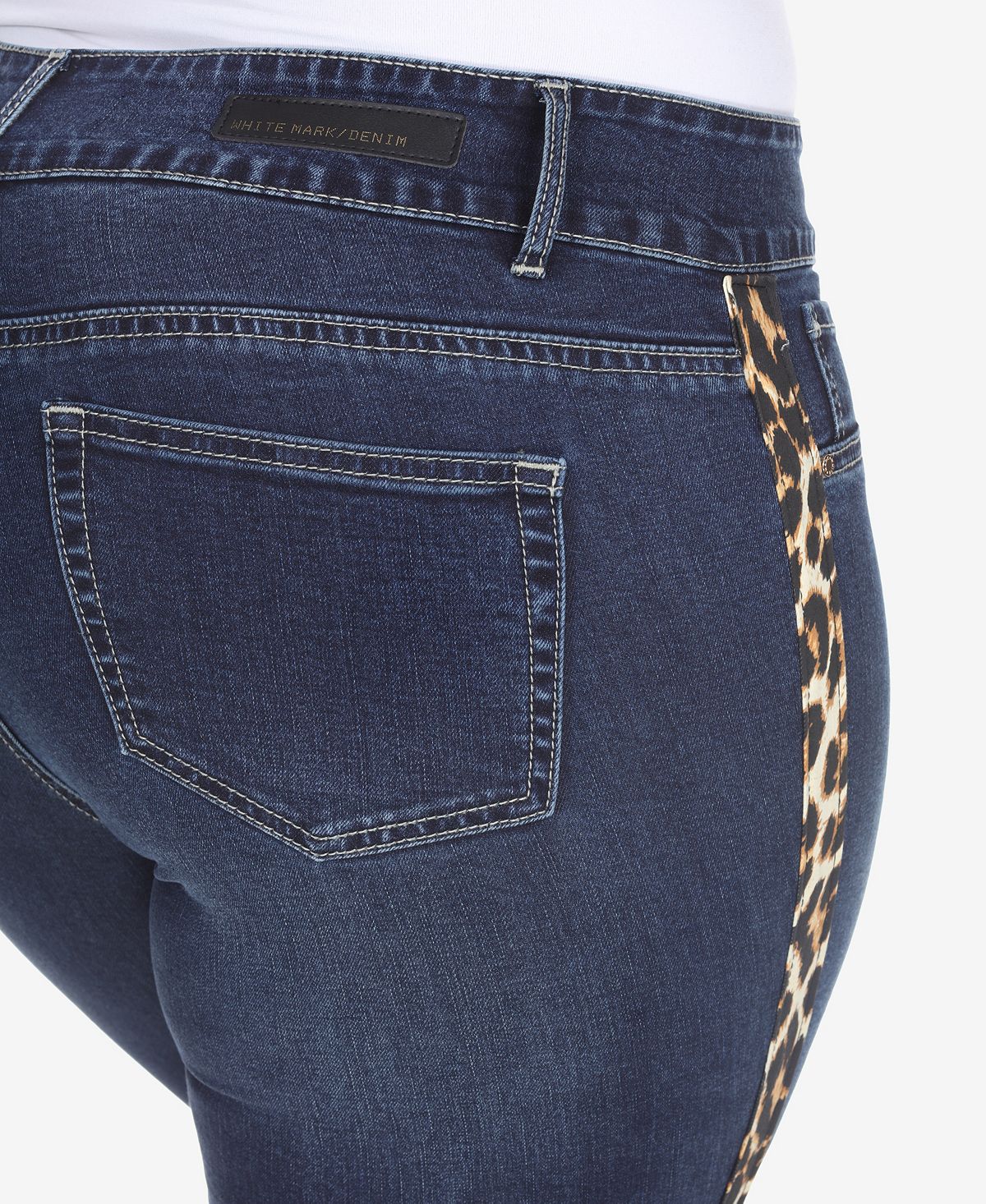 White Mark Plus Size Super Stretch Denim with Cheetah Pannel view 5 — MAYCSS fashion products