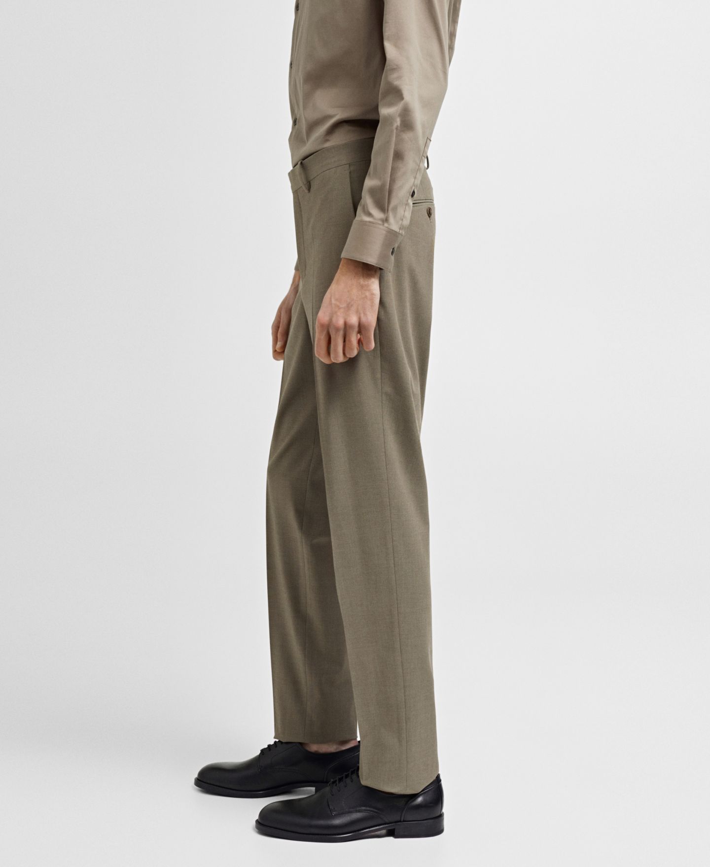 Мужские брюки MANGO Stretch Fabric Slim-Fit Suit, цвет: Зелёный — фото 4