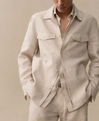 Men's Linen Pockets Detail Overshirt