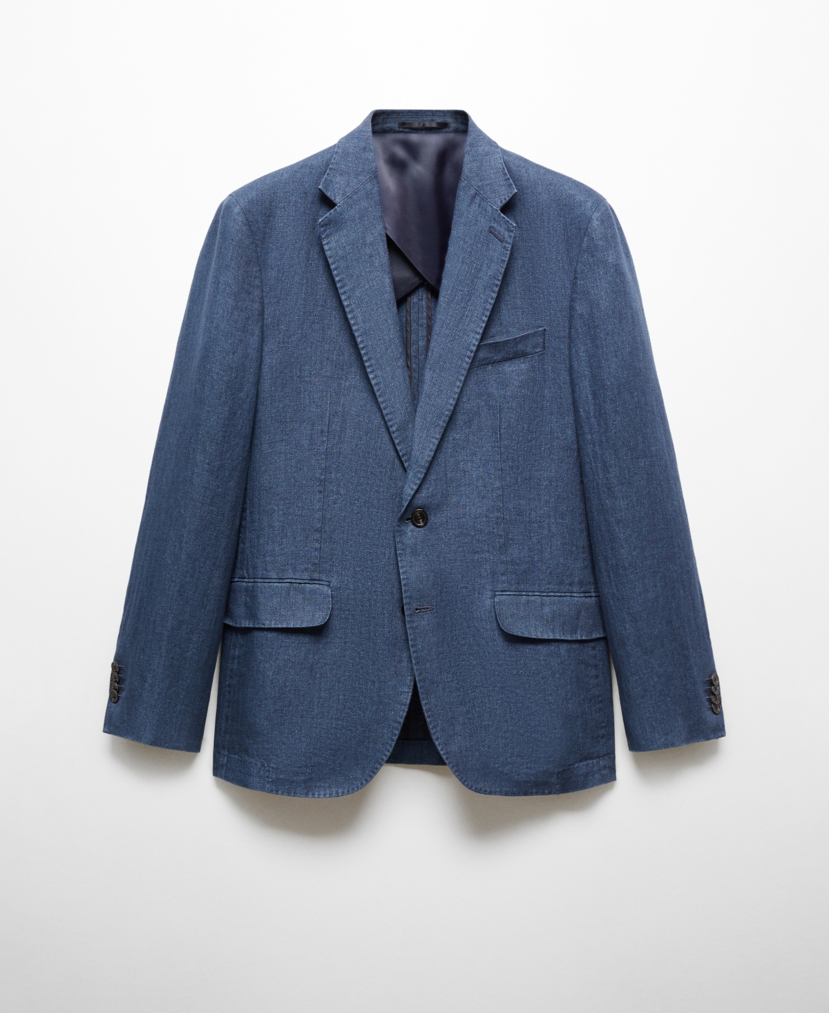 Shop Mango Men's 100% Herringbone Linen Slim Fit Suit Jacket In Indigo Blue