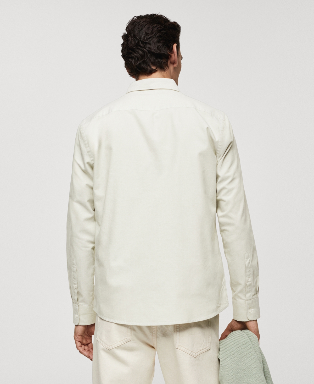 Shop Mango Men's Regular Fit Oxford Cotton Shirt In Ecru
