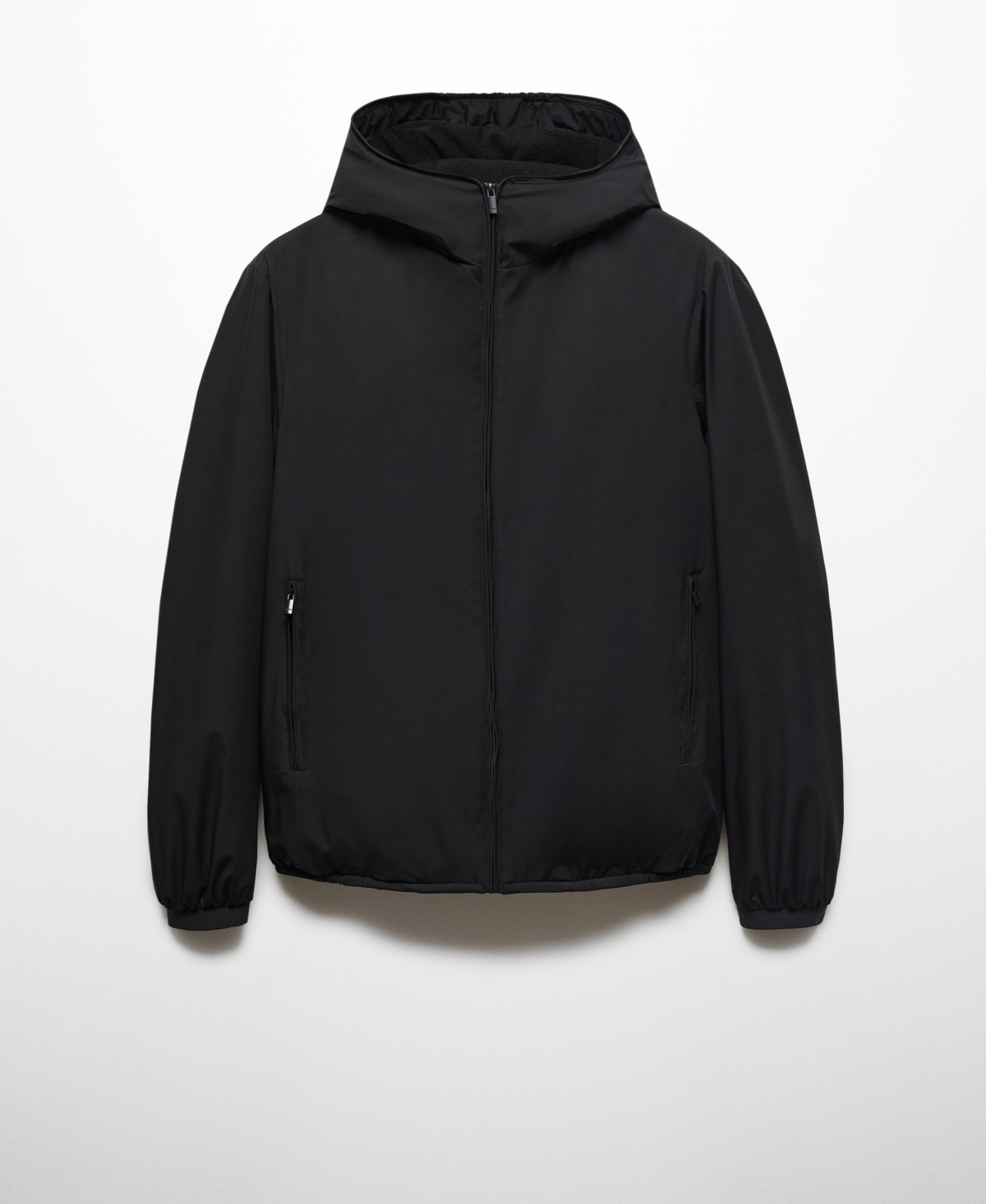 Men's Water-Repellent Hooded Quilted Jacket - Black