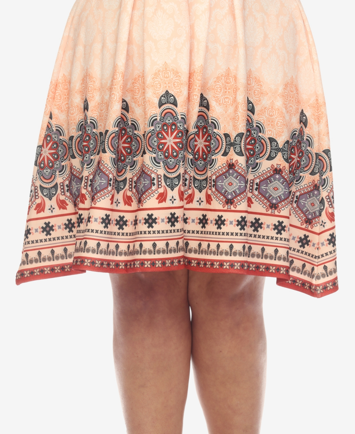 White Mark Plus Size Fit And Flare Knee Length Dress In Multi