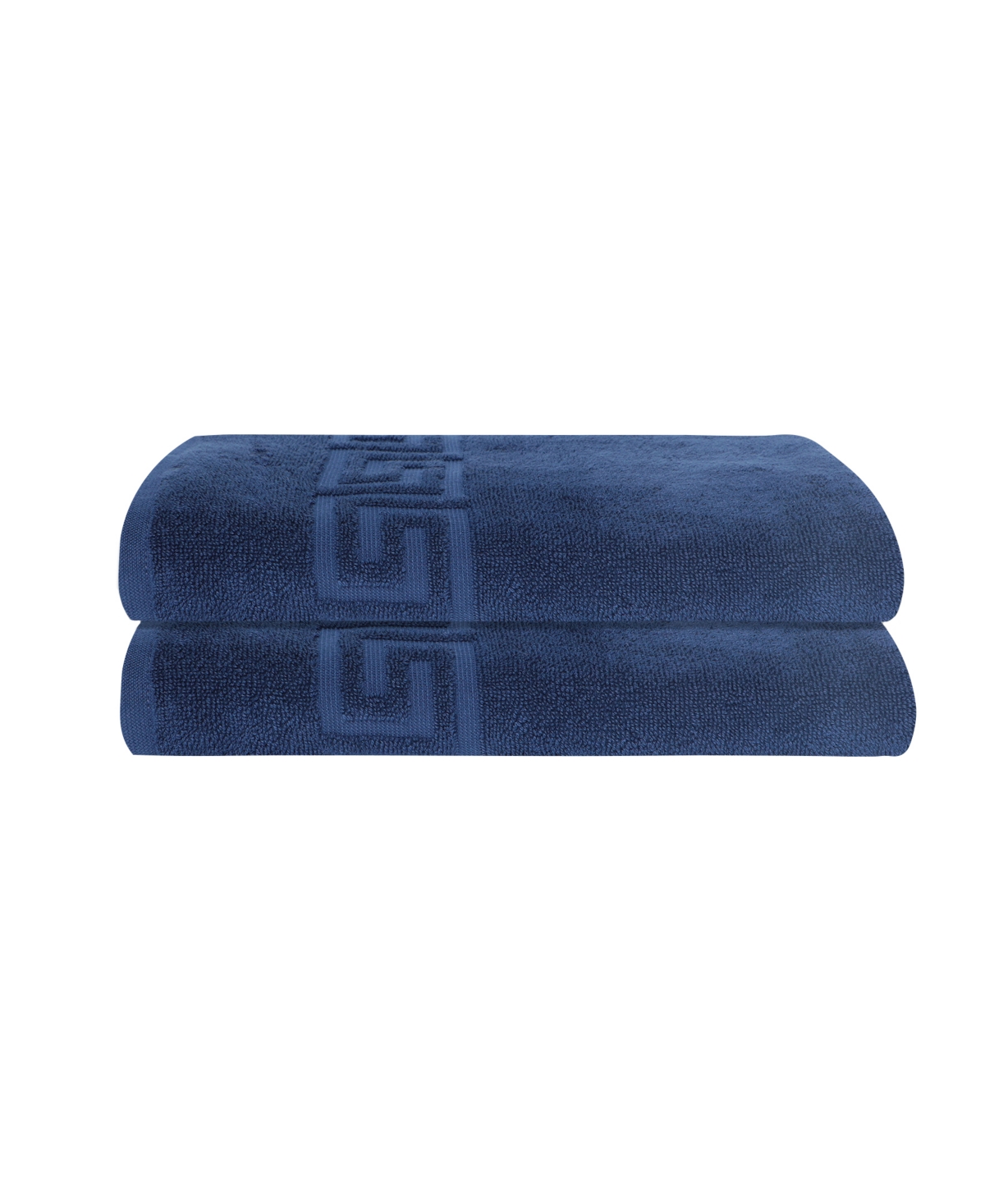 Shop Ozan Premium Home Milos Greek Key Design Collection 100% Turkish Cotton Bath Towel, 27" X 54" In Navy