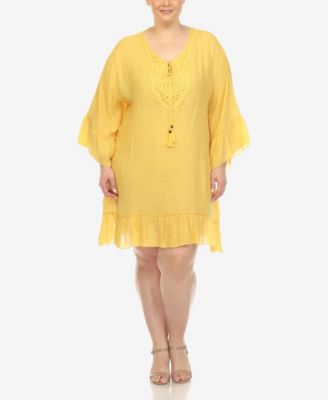 Plus Size Sheer Embroidered Knee Length Cover Up Dress