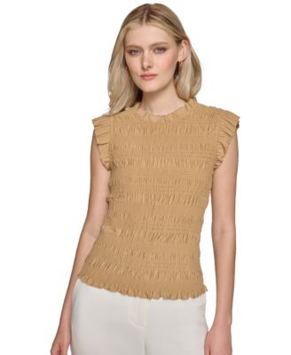 KARL LAGERFELD PARIS - Women's Smocked Ruffled Top