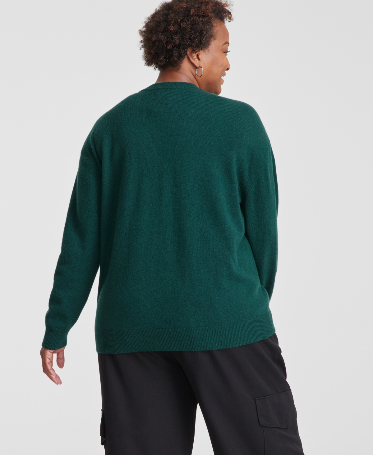 Charter Club Plus Size 100% Cashmere Button Front Cardigan, Created For Macy's In Deep Pine