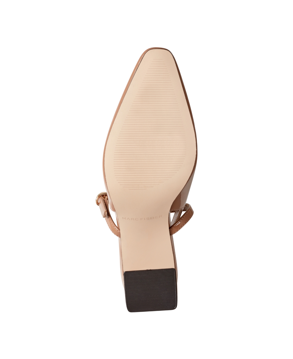 Marc Fisher Women's Lanai Block Heel Dress Snip Toe Slingbacks In Medium Natural Patent