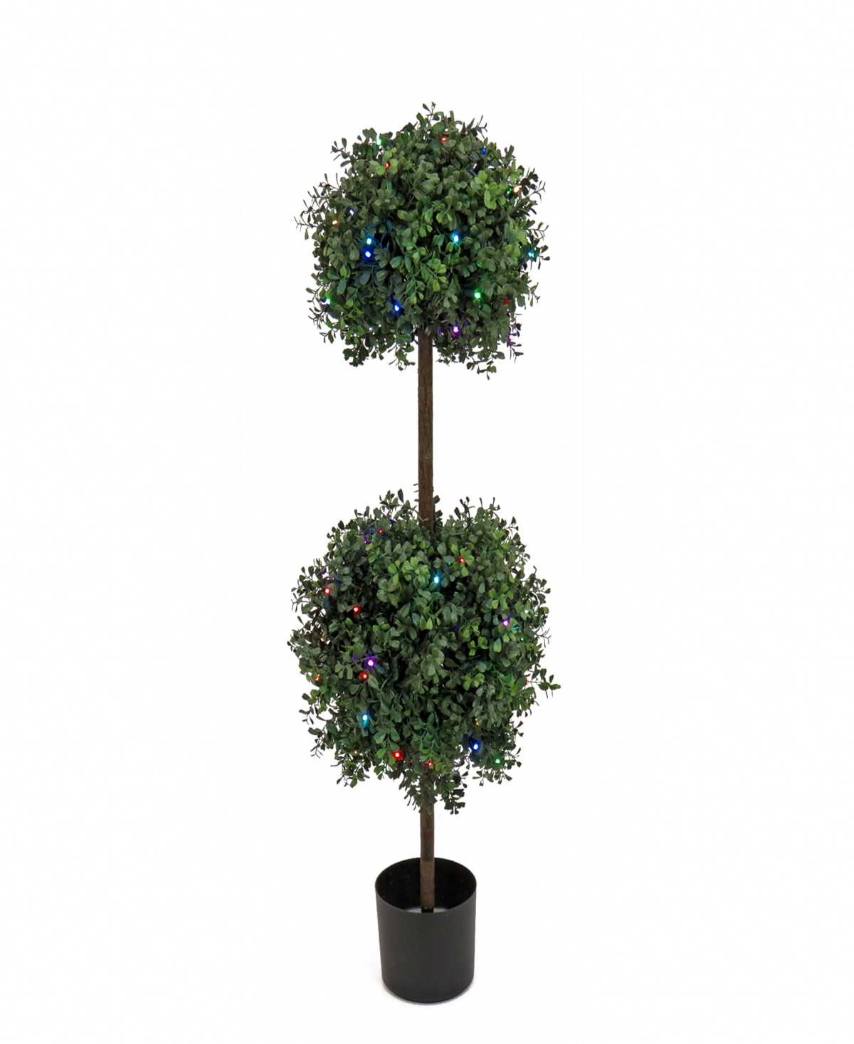 46 Boxwood Double Ball Topiary with Multi-Function Led Lights - Green