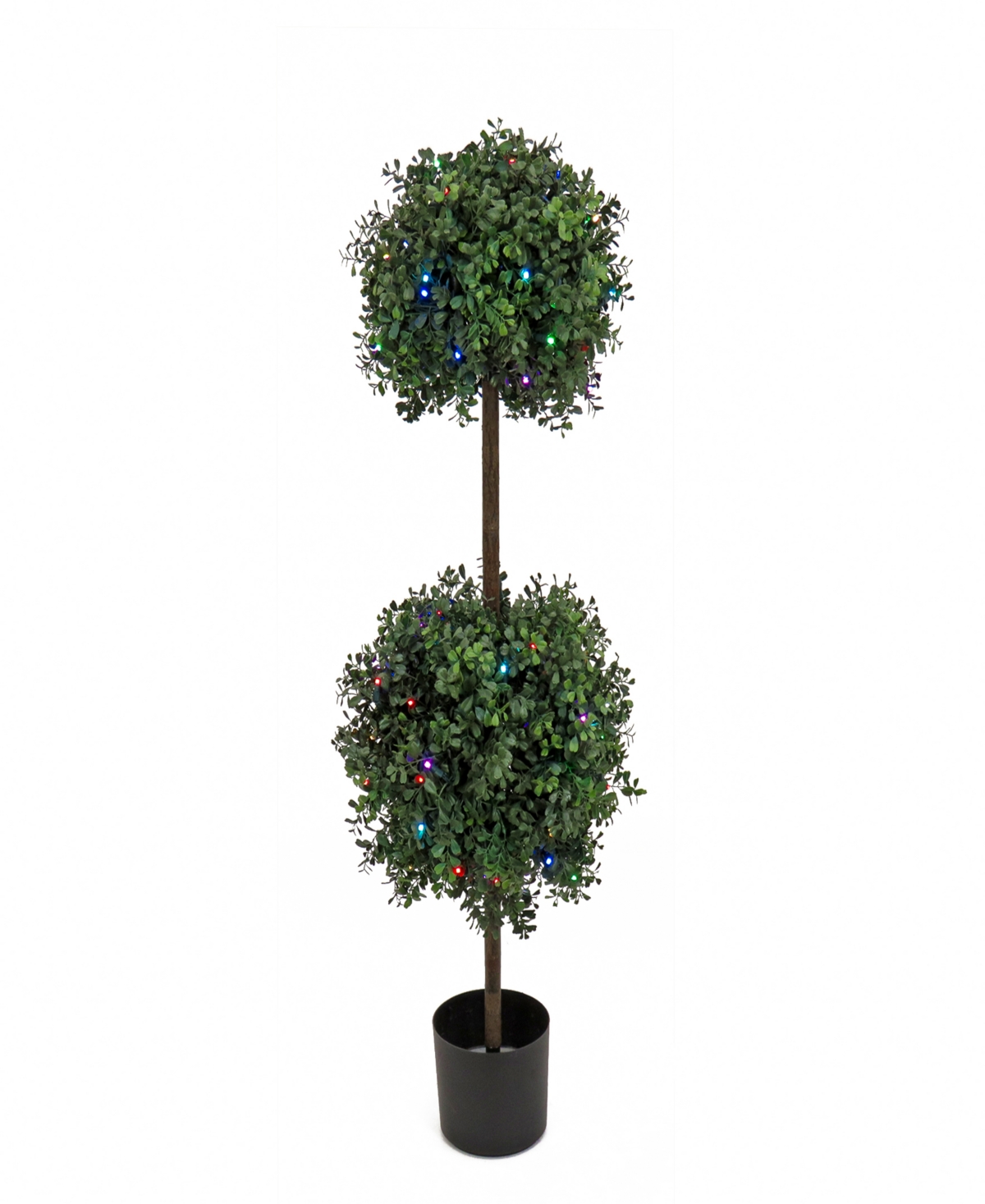 National Tree Company Boxwood Double Ball Topiary with Multi-Function Led Lights